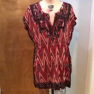 Zara Boho Chic Black & Red embroidered dress!